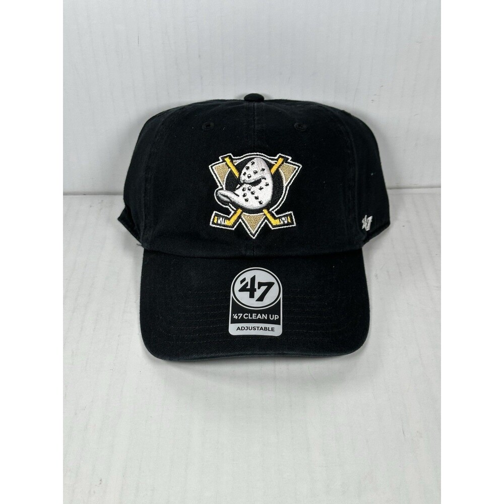 Anaheim Ducks NHL ‘47 Brand Clean Up Black Adjustable Strapback Hat Cap NWT